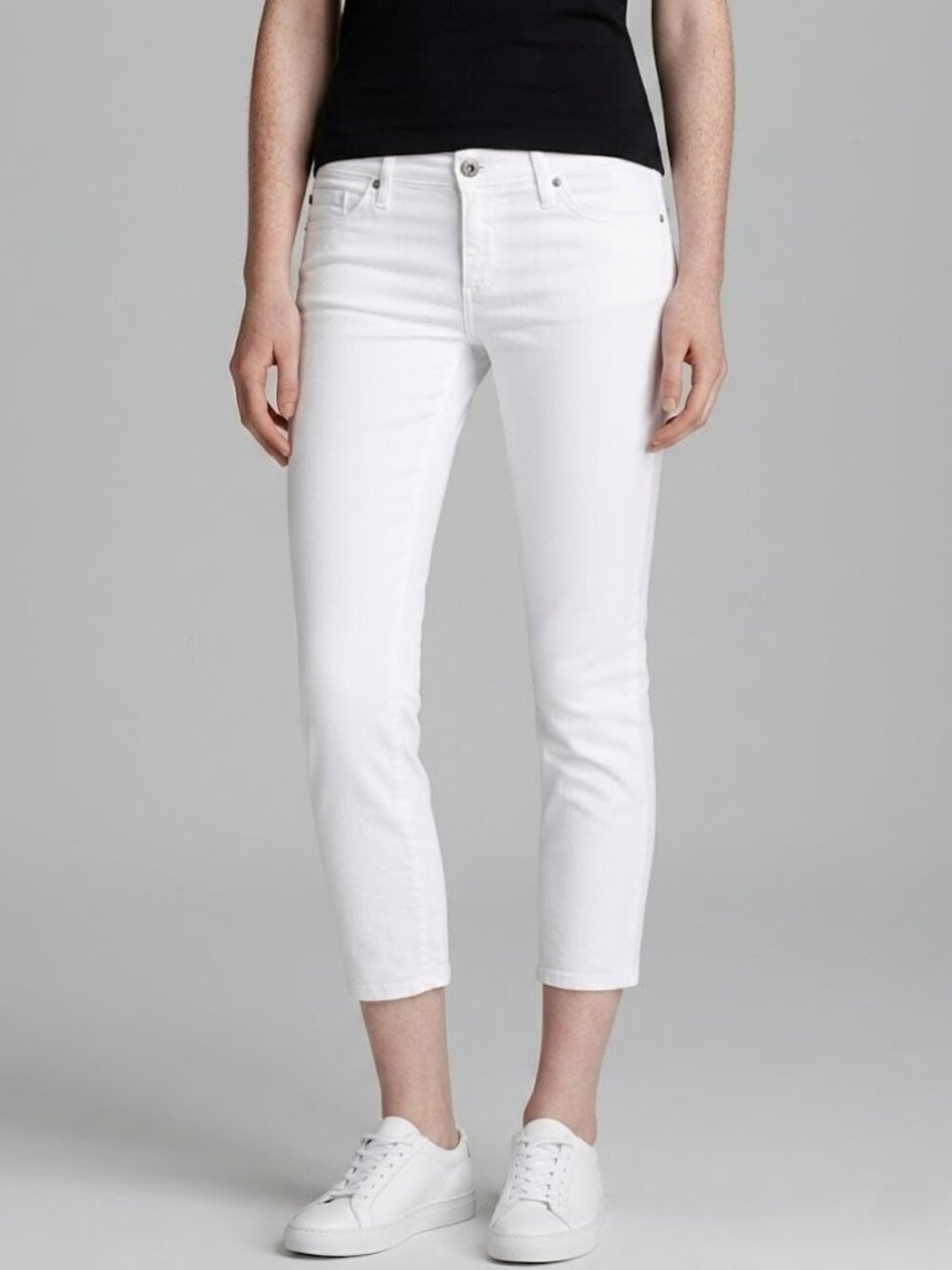NWT AG Adriano Goldschmied Stilt in White Sateen Cigarette Crop Stretch Jeans 32 - Picture 1 of 8
